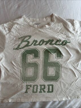 American Eagle Outfitters White Tee with Green 'Bronco 66 Ford' Graphic